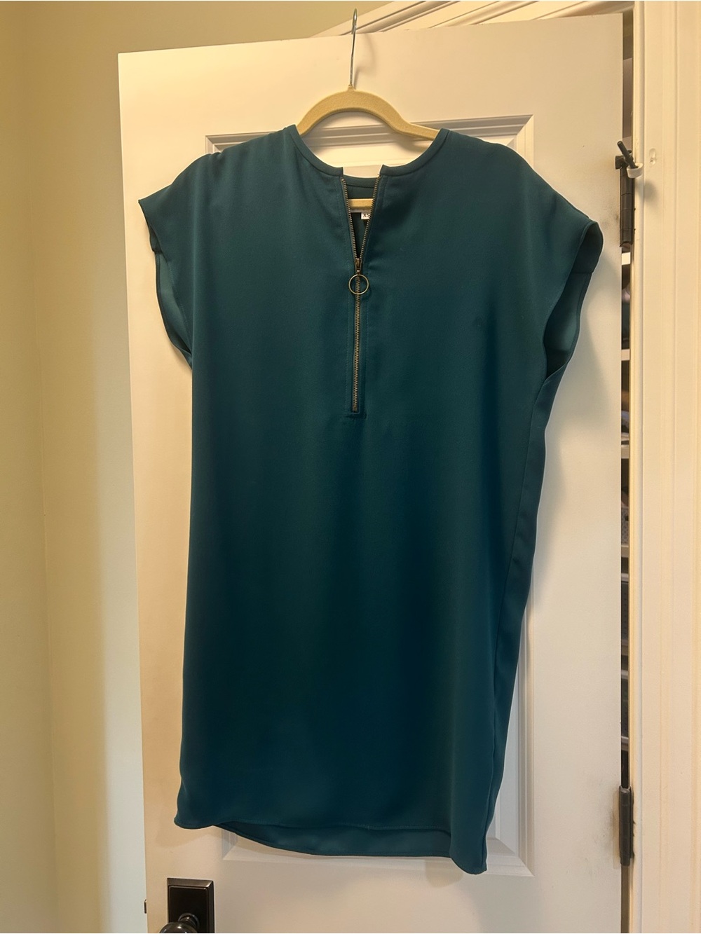 Trina Turk Teal Zip-Front Mini Shift Dress